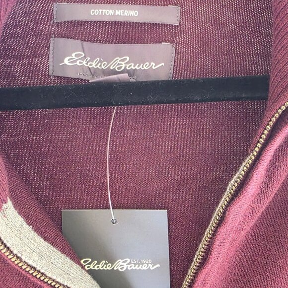 Eddie Bauer Men's XL Cotton Merino Wool Half Zip Pullover Sweater NWT - Picture 5 of 9